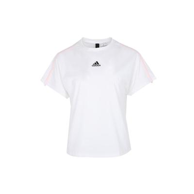 Lockere Passform Rundhalsausschnitt Lässiges bedrucktes Kurzarm-T-Shirt Damen Oberteile Weiß GP0590