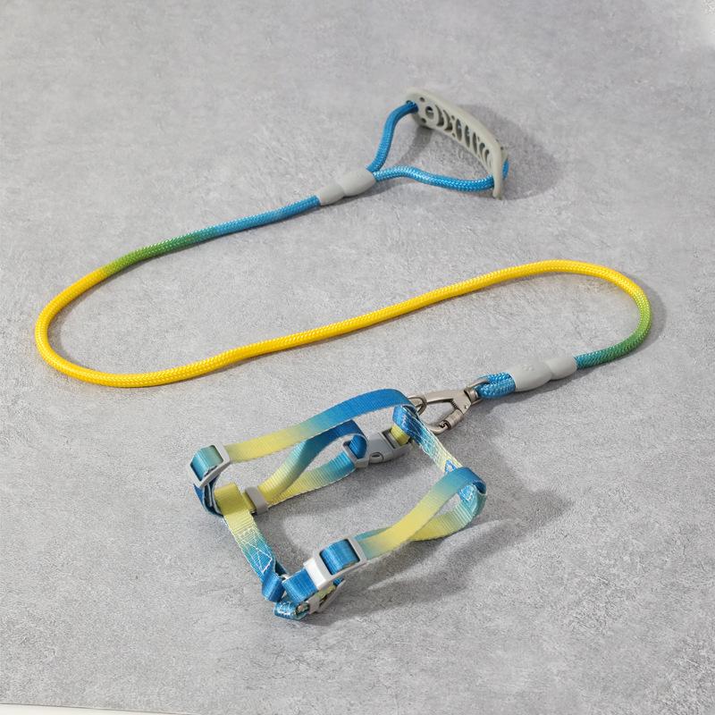 

Z pet traction rope lock model colorful gradual change color I-shaped traction round rope small dog cat out walking dog rope 0.8cm синий