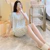 New cotton and silk pajamas women's summer thin two-piece set short-sleeved rayon cotton silk cute loose large size loungewear