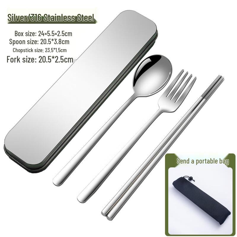 

ZISIZ 316L Stainless Steel Chopsticks & Fork Set