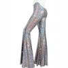 Women's sequined flared pants Shiny high-waisted flared pants Shiny pants Night out  outfit