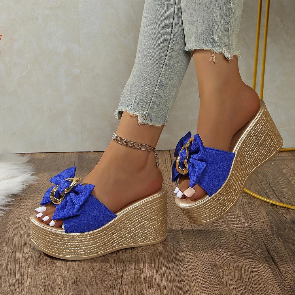 Fashion Women Sandals Fashion High-heeled Summer Bow Comfortable Elegant Platform Women 2025 New Designer Shoes Wedges Sandals Women