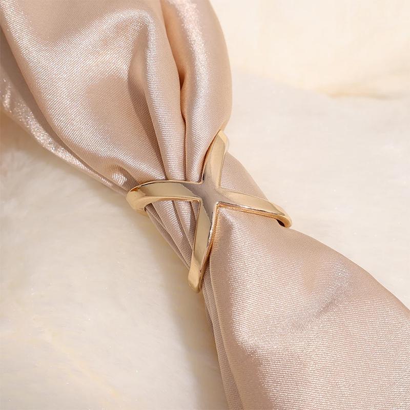 Simple Cross Scarf Clip X Shape Metal Brooches For Women Hollow Bow Scarves Buckle Holder Shawls Jewelry Clothing Accessories