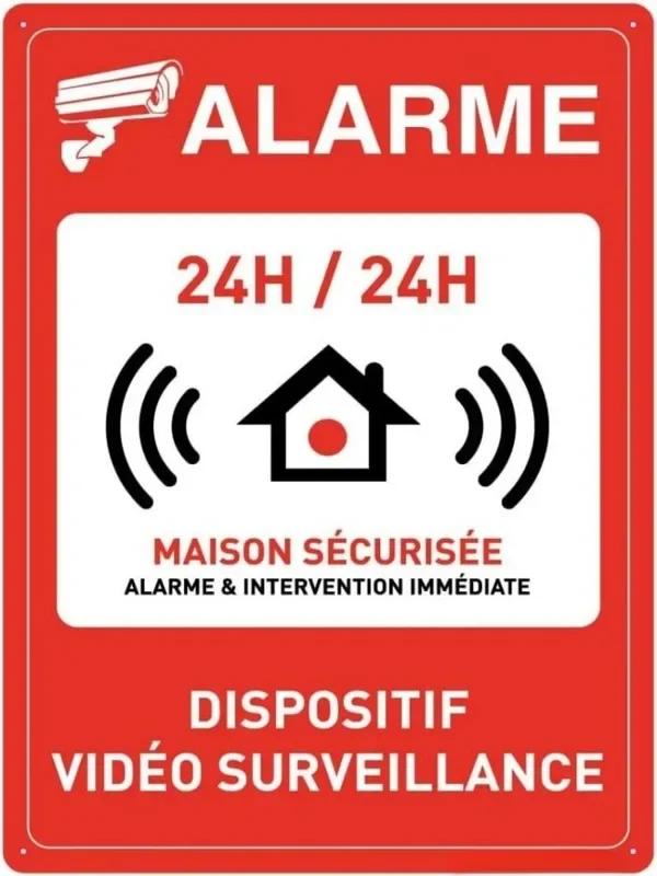 Hisun Tin Sign HD Tin Sign Bilingual Security Warning Wall Decor Retro French English Video Surveillance Metal Poster for Business Home