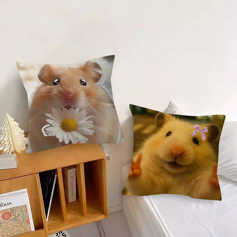 Funny Sad Hamster Emoticon   Pillow Cover Design cushion Cover decor Holiday Decorati