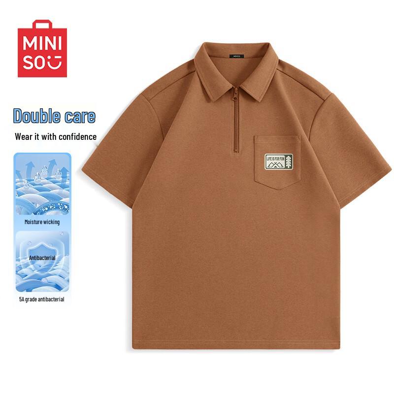 MINISO Men s Ice Silk Half-Zip Polo T-Shirt M