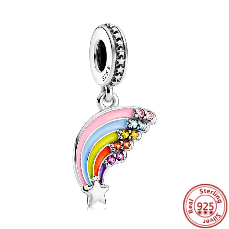2025 Hot Sale 925 copper Balloon Rainbow Unicorn Charm Bead Fit Original Pantaro Bracelet Making Fine DIY Zircon For Women