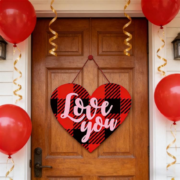 Valentines Day Wall Ornament Paper Door Hanger with Rope Home Office Decoration Decorative Holiday Present