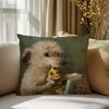 Funny Cute Puppy Eating Pizza  Animal  Cushion Cover Inches Farmhouse Decor Home Throw Pillow Covers for Couch Decorations