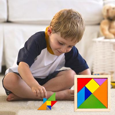 Çocuklar İçin 7 Renkli Parçalı Ahşap Tangram Bulmacalar, Eğitici Zeka Oyunu, Erkek ve Kız Çocuklar İçin Öğrenme Oyuncağı, Eğlenceli Parti Hediyesi