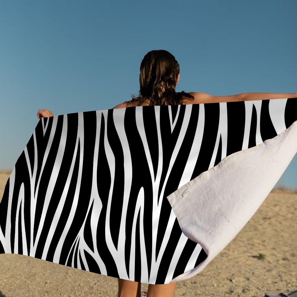 

Black White Print Zebra Anime Beach Swimming Towel Soft Absorbent Washcloth Children s Gifts For Kids Travel Camping Gym W40*H60(CM)