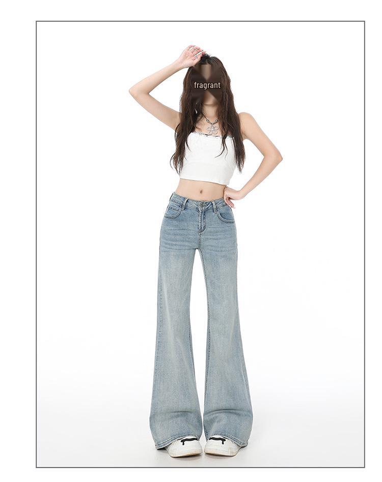 Women's Dark Blue Low-Rise Micro Flare Jeans - Autumn 2025 Slim Fit, Stretch Bell Bottoms