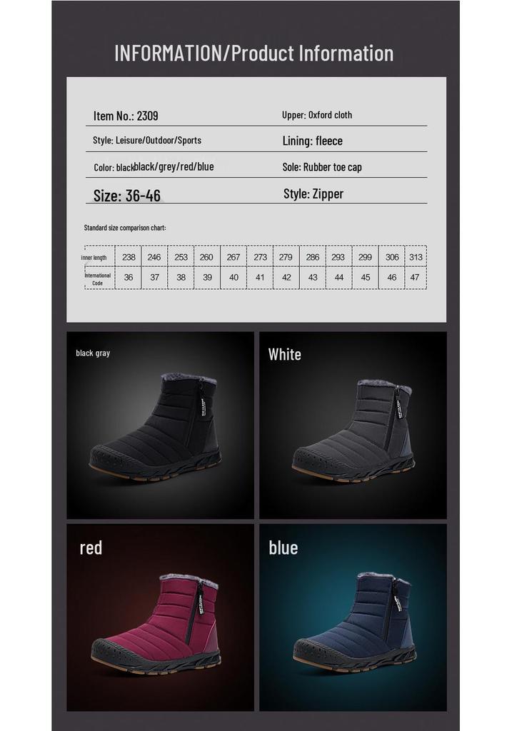 Unisex Mid-Top Waterproof Winter Snow Boots with Anti-Slip Sole and Plush Lining
