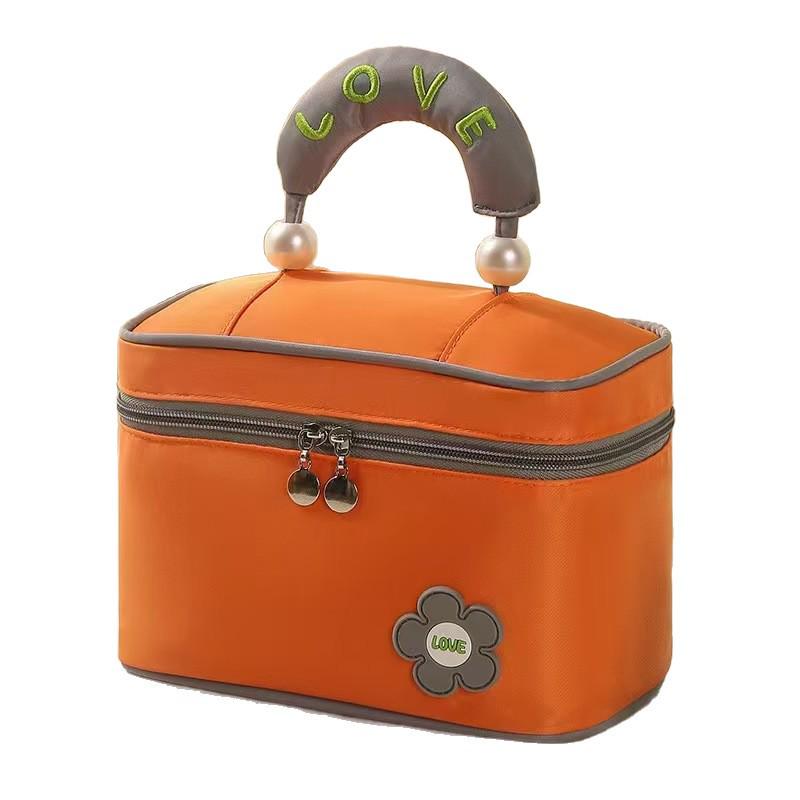 Large-Capacity Pearl Opening Cosmetic Travel Bag, Multifunctional Handheld Toiletry Storage