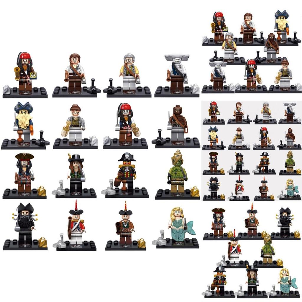 Caribbean Pirates Building Blocks Set 8pcs Minifigures With Mermaids Educational Toy