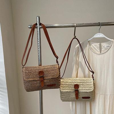 Nuova Borsa da Donna alla Moda in Paglia, Borsa a Spalla/Crossbody Casual Trendy per le Vacanze, Versatile Borsa a Busta Elegante in Paglia KTB