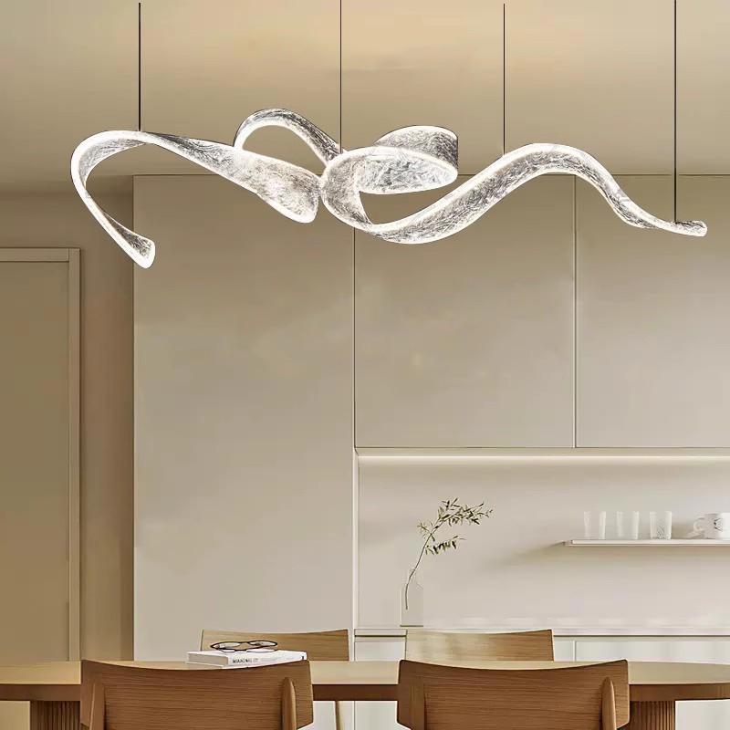 Modern Luxury Ribbon Chandelier: Creative Long Strip Design for Restaurants and Hotel Lobbies