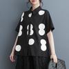 Dimanaf 2025 Plus Size New Summer Blouse Short Sleeve Polka Dot Printing Vintage Casual Women Loose Tops Shirts