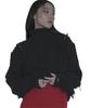 Miette High Neck Distressed Fringe Knit REJR4038 Free Size Black Women's