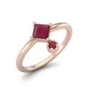 4MM Square Shaped Ruby 925 Sterling Silver Rose Vermeil Platinum Plated Women Wedding Stackable Ring