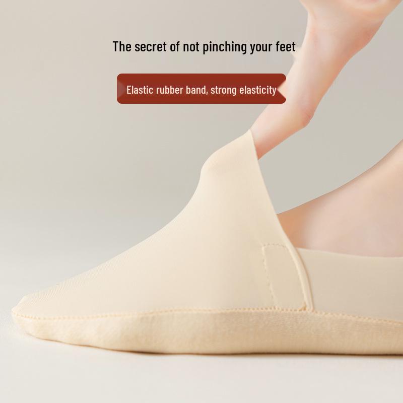 Women's Summer Non-Slip Invisible Boat Socks - Thin Cotton, Ice Silk, Low-Cut Design