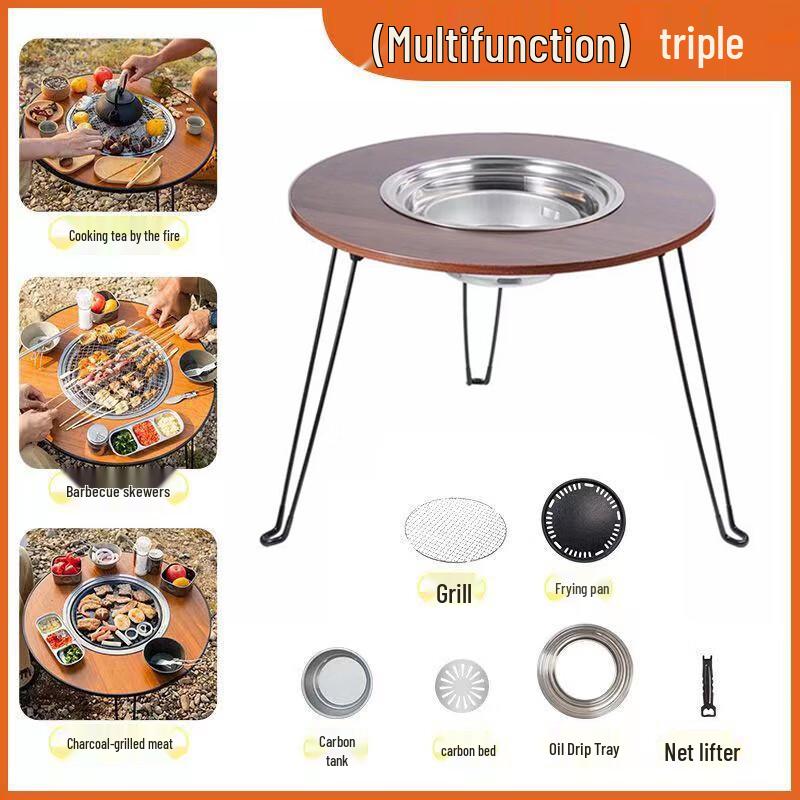 Nufeng Outdoor Folding BBQ Grill & Campfire Table Set Standard