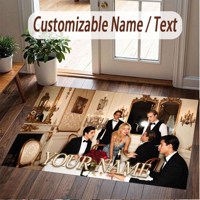 Custom Name Crystal Velvet Rug,Sabrina Carpenter Comfortable Anti Slip Floor Mat For Room Decoration