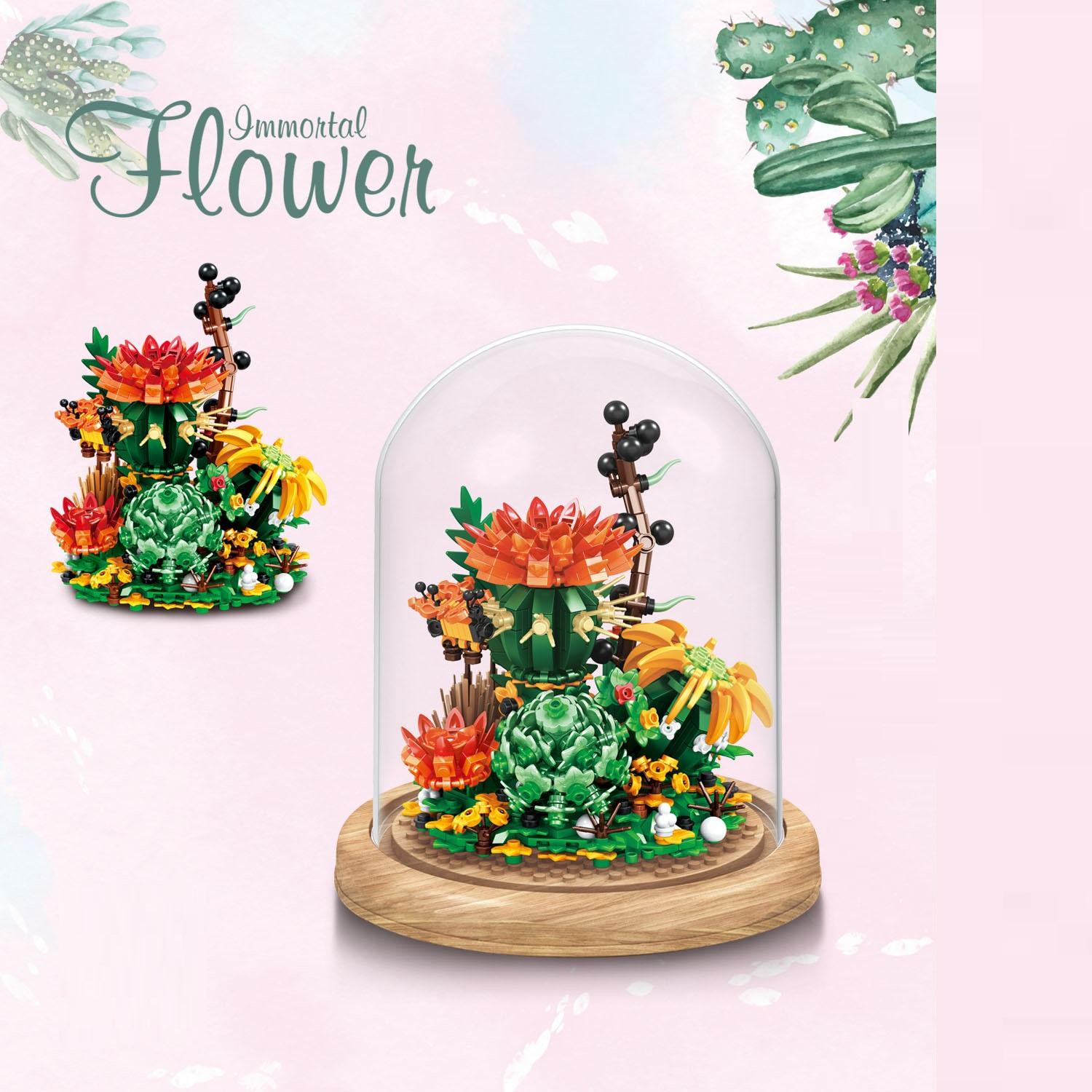 

2022 креативные бессмертные цветы, сочные растения, строительные блоки, модель кирпича, детские игрушки, совместимые с Lego 25cm x 16cm