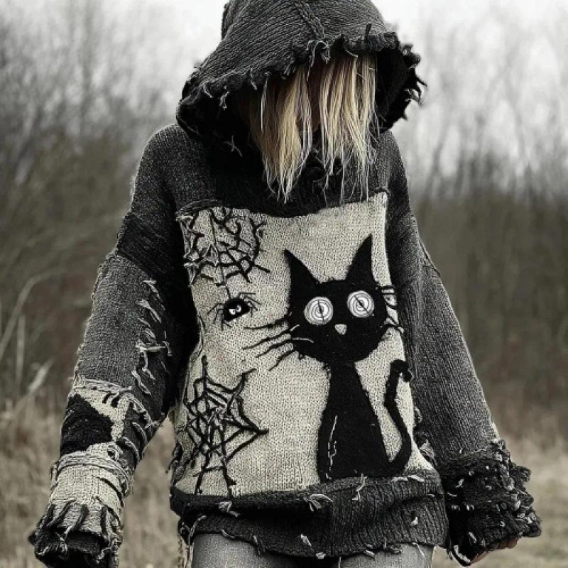 2025 European & American Cross-Border Halloween Loose Hooded Sweatshirt with 3D Print