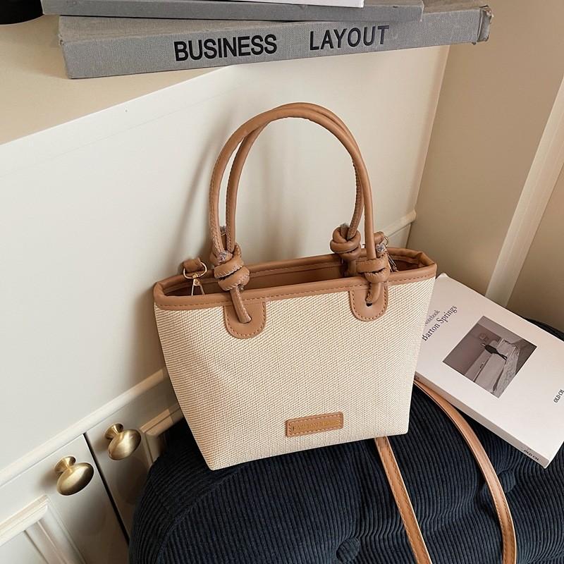 Boho Woven Tote Bag For Women With Zipper Closure For Casual Travel