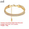 EFFIE QUEEN Stainless Steel 18k Gold Round Beads Ball Chain Bracelet Luxury Jewelry for Women, Men Wedding Party Banquet STKB06