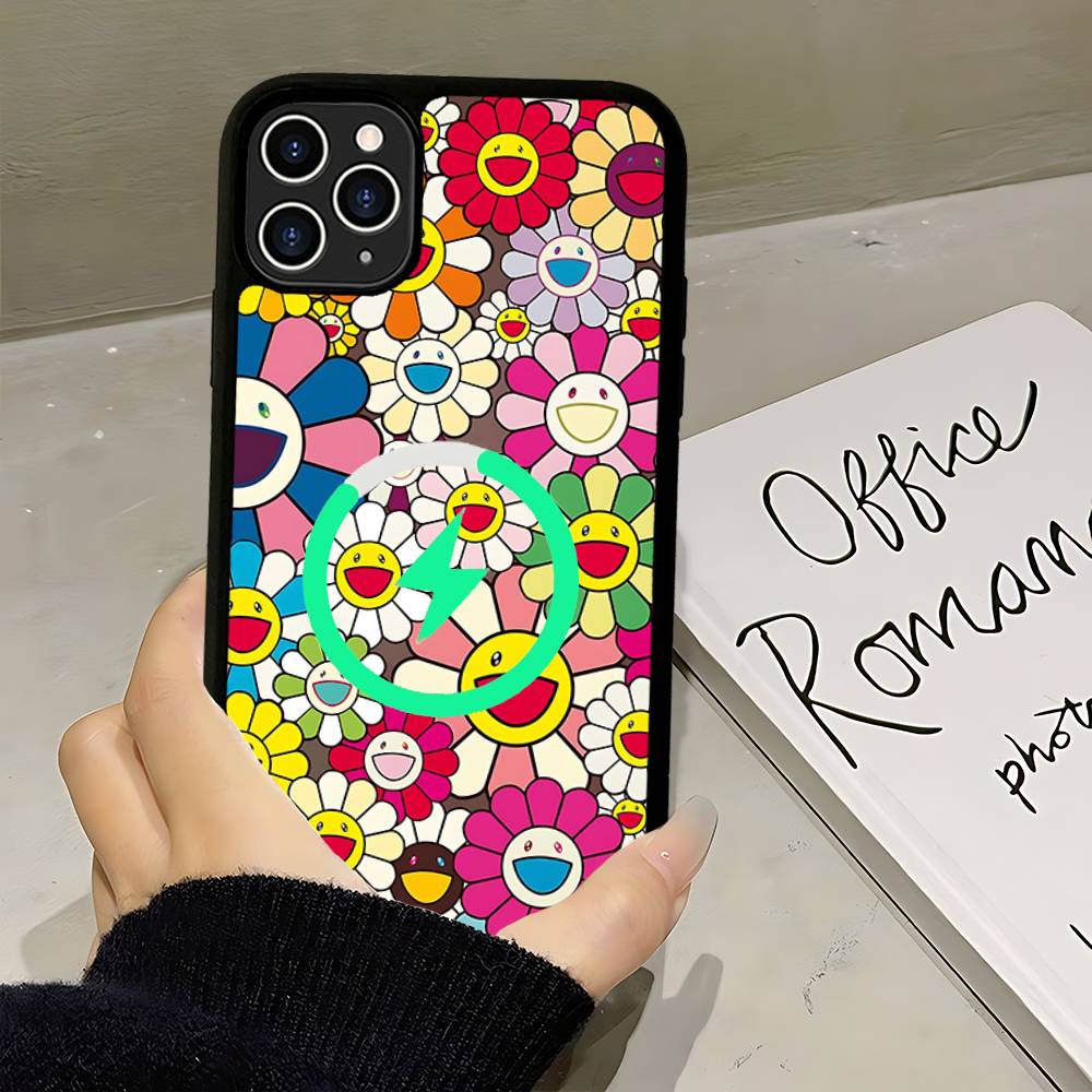 T-Takashi Flower M-Murakami For Magsafe Magnetic Wireless For IPhone 16 15 14 13 12 11 17 Pro Max Plus Phone Case