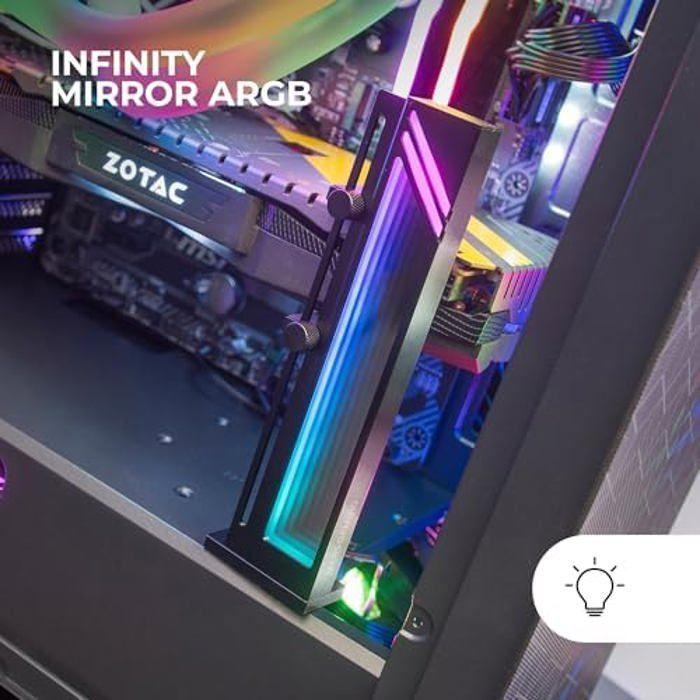 Marsgaming mars gaming mca-gcb, support de carte graphique, argb infinity mirror illumination, argb sync gpu holder, base