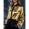 JPNTKY Women's Fashion Casual Solid Color Print Long Sleeve POLO Neck Blouses & Shirts