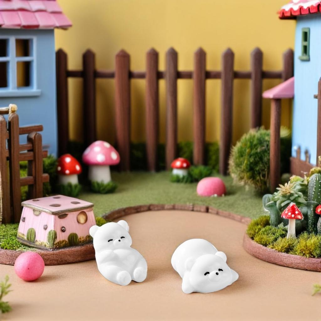 LEDMOMO Polar Bear Miniature 10-Piece Set (5 Designs) - Polar Bear Figurines, Animal Figurines, Resin, for Terrariums, Moss, Succulents, Bonsai,