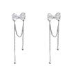 High-end bow long fringed earrings women's light luxury niche design sweet stud earrings retro temperament earrings
