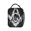 Square Compass And Checkers Lunch Bag  Fun Lunch Box Outdoor Picnic Thermal Lunch Bags For Child Waterproof Print Cooler Bag