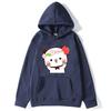 Cute Pretty BuBu Panda in Flowery Head Piece Hoodie DuDu Bear Dancing and Playing with A Guitar Sweatshirt Women Tops