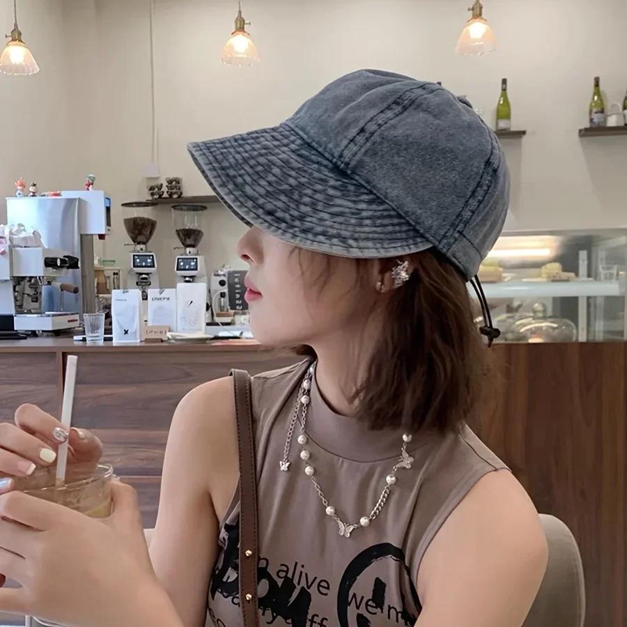 Letnia czapka rybaka marki damska jednokolorowa miękka składana czapka przeciwsłoneczna z szerokim rondem damska czapka typu snapback do biegania na świeżym powietrzu