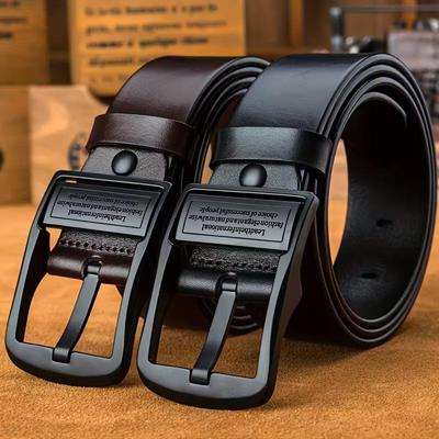 New Leather Cowhide Men's Belt with Metal Alloy Buckle for Adult Casual Waist and Men's Shoulder Strap