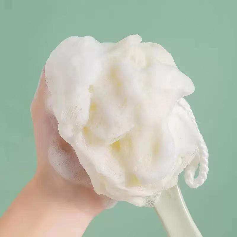 Double-Sided Bath Brush with Long Handle & Soft Bristles, Back Scrubber & Smoother w/Hanging Loop and Bath Ball Accessory.