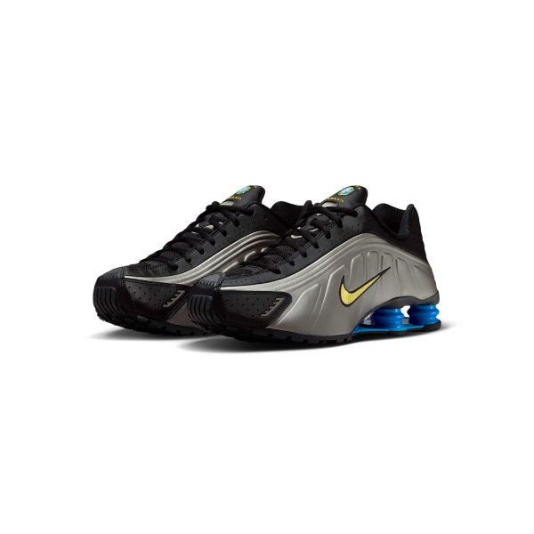 Nike Shox R4 Brazylia Męskie Trampki Czarne Canaray-Metaliczny-Cynowy-Jasny-Foto-Niebieski-Biały IO8134-001