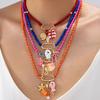 Handmade Fish Starfish Pendant Necklace Colorful Beads Boho Necklace Beaded Necklace  Jewelry Gifts