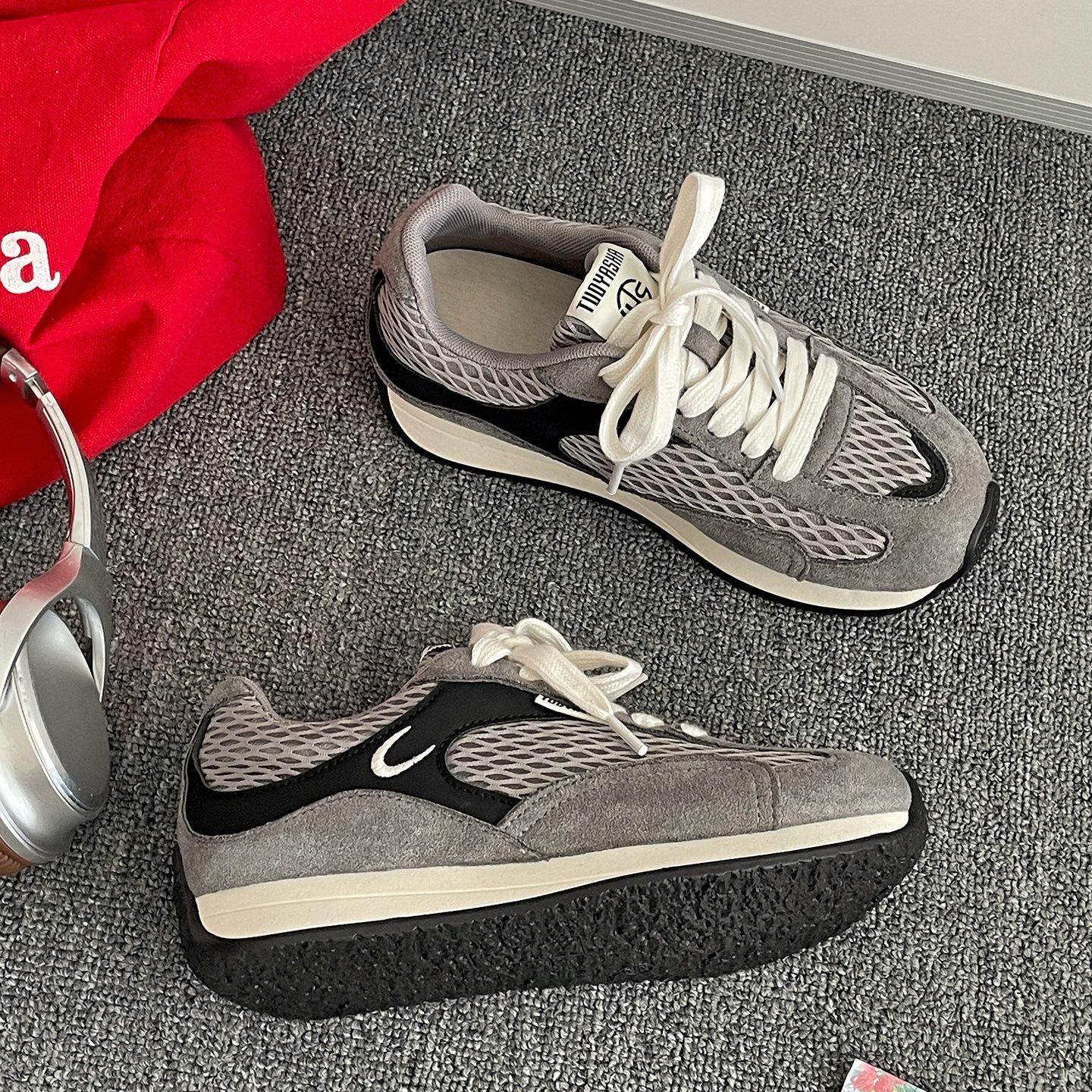 

Black small man heightened platform dad shoes women s 2025 new summer versatile soft-soled casual sports shoes 40 серый