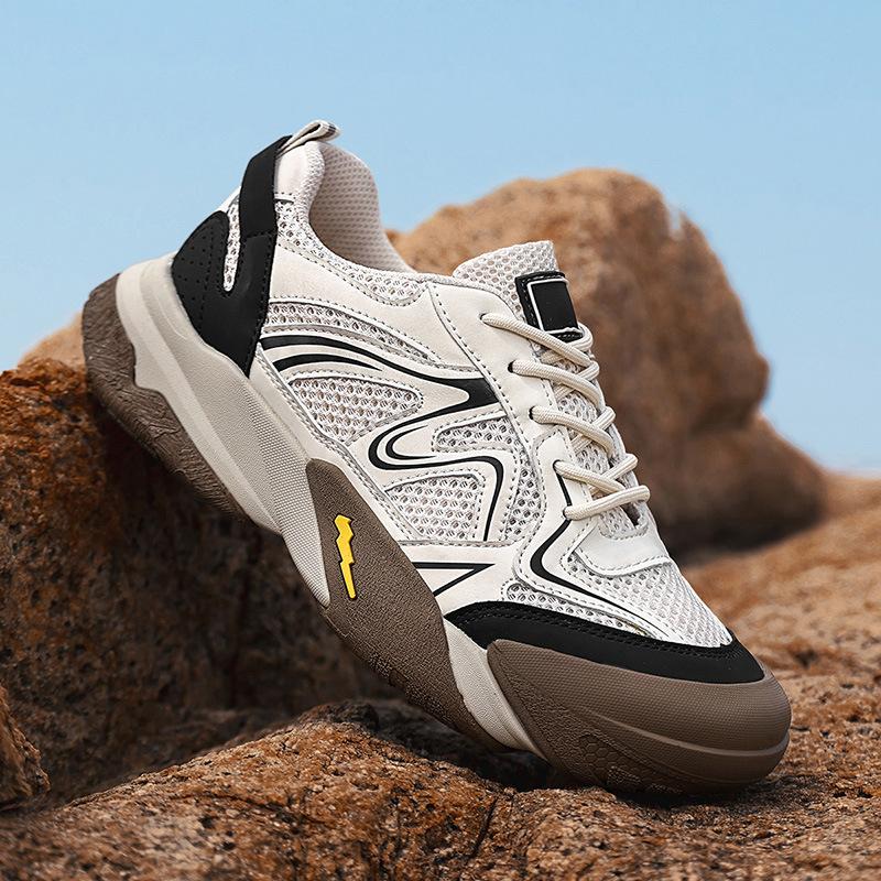 

Men s shoes 2025 summer new youth fashion breathable fly-woven mesh casual shoes thick-soled wear-resistant sports shoes men 38
