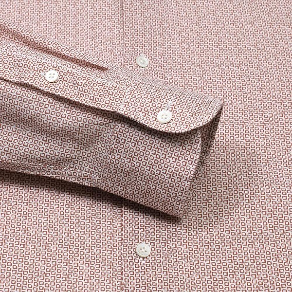 Vanbrough Luxurious Linen Blend Square Print Classic Shirt Bossg1071 Bw