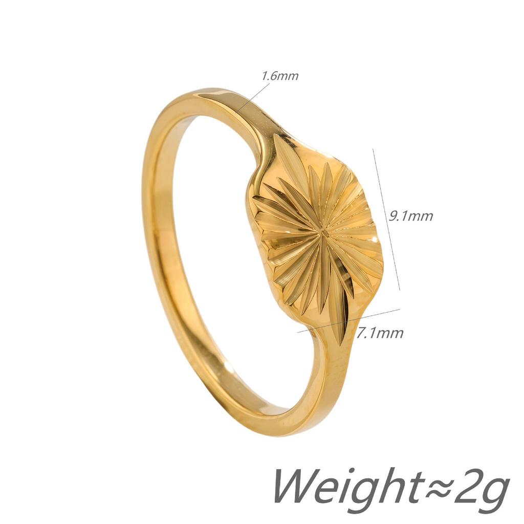 Chic Retro Radial Pattern Titanium Steel Ring - Elegant Light Luxury and Minimalist Style