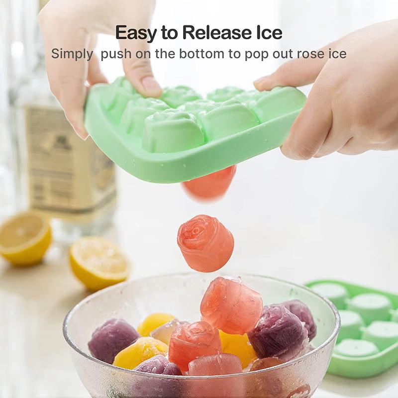 9 Grids Rose Shaped Silicone Ice Cube Tray Ice Molds Making For the Freezer Novelty Drink Tray For Chilled Cocktails Juice Drink