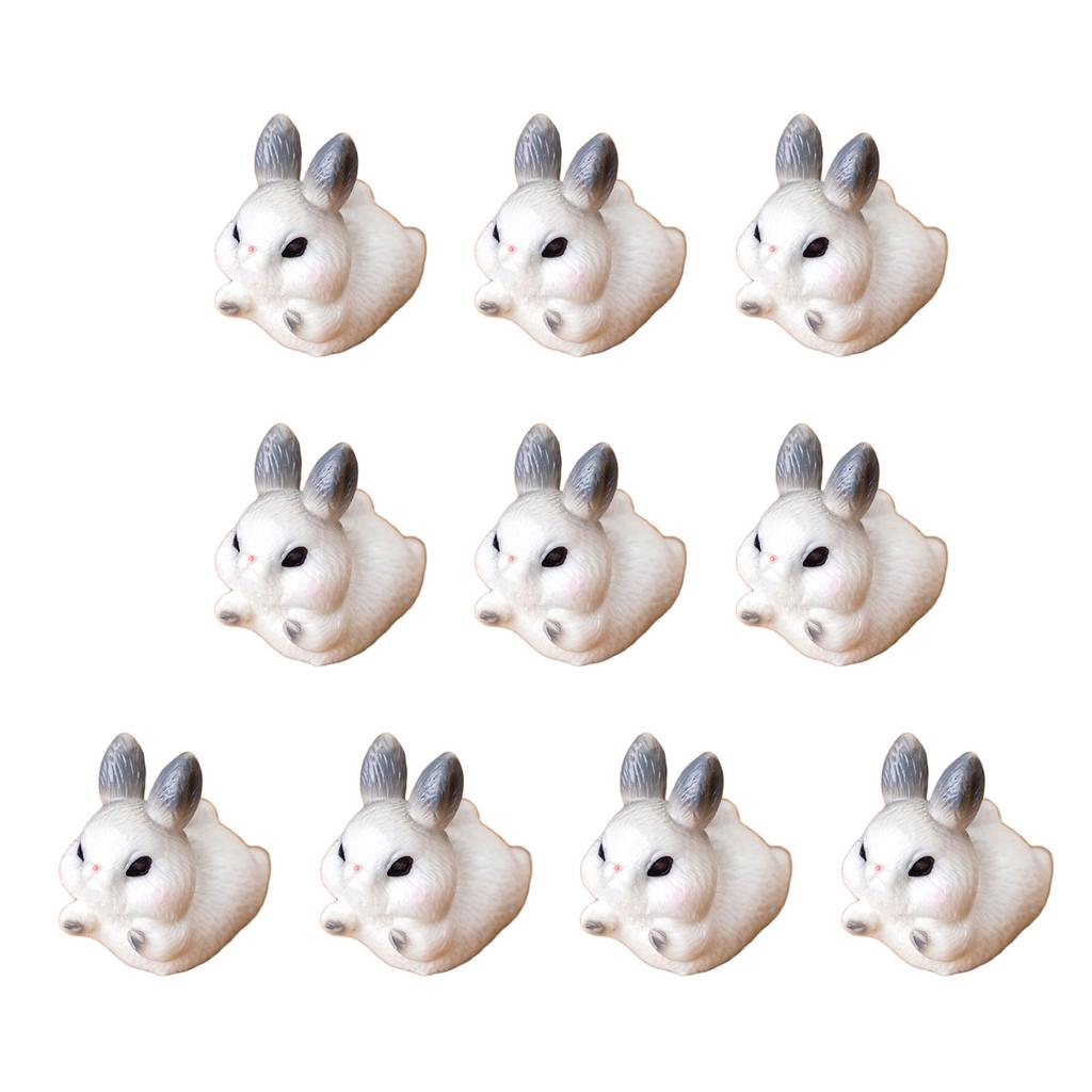 Mini Easter Rabbit Figurines Set of 10 Miniature Animal Statues for Creative Decorations and Potted Plant