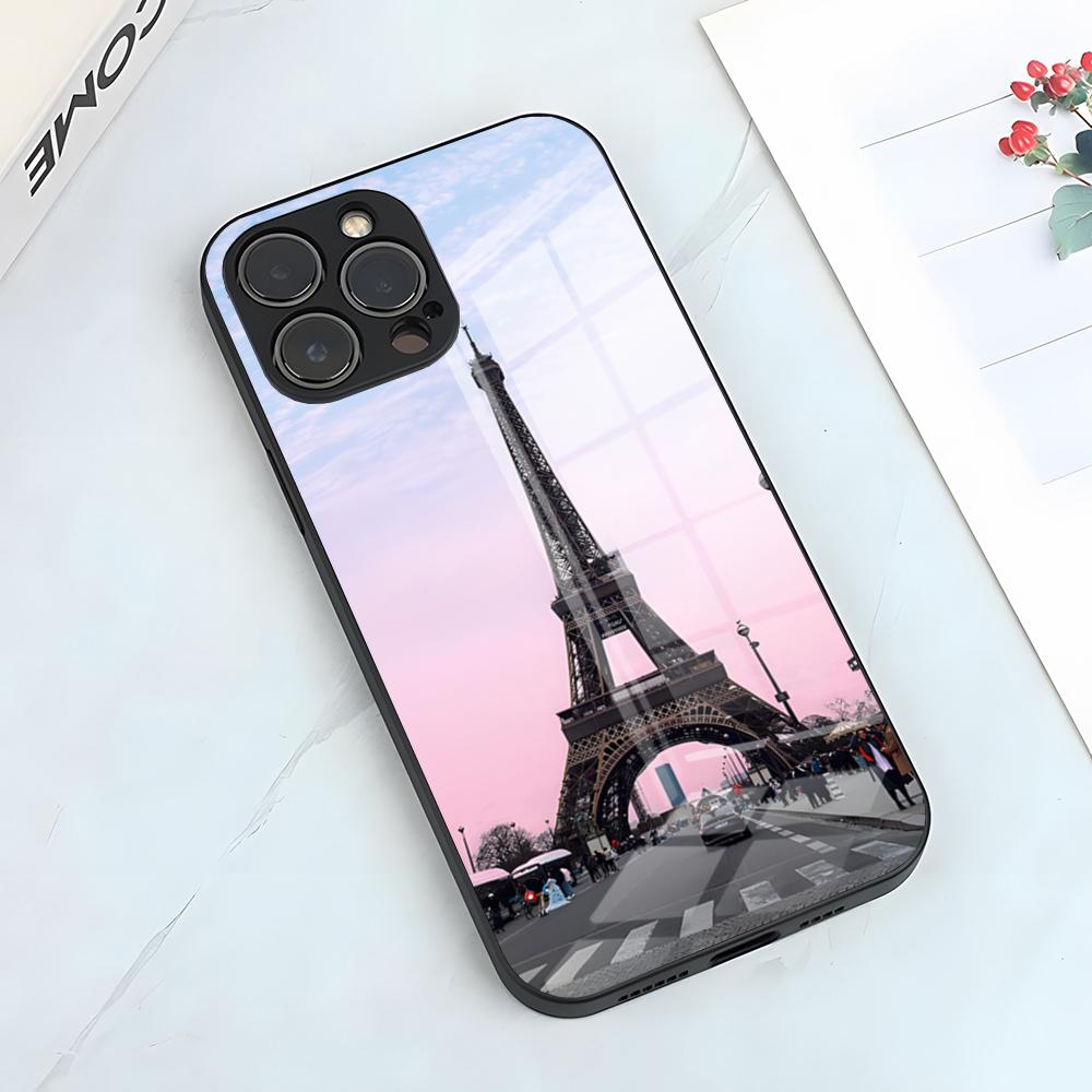 Eiffel Tower Paris Phone Case For IPhone 17 Pro Max 15 Pro 16 14 Plus 12 13 Mini 11 Pro Shockproof Glass Cover